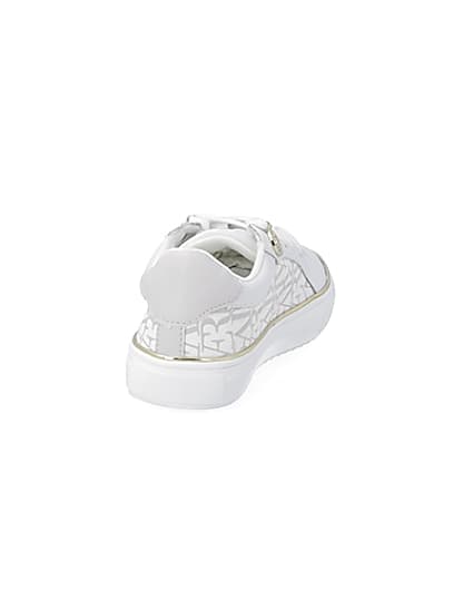 360 degree animation of product Girls white RI print trainers frame-10