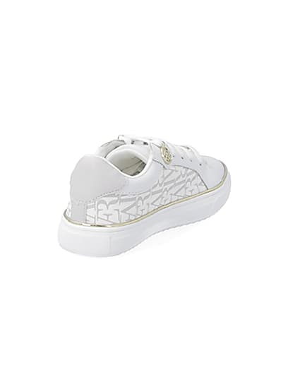 360 degree animation of product Girls white RI print trainers frame-11