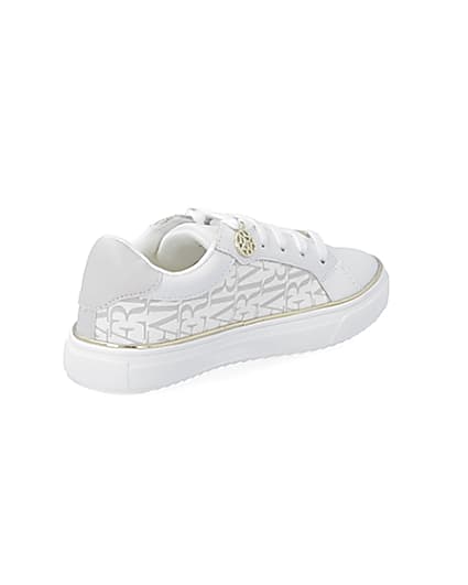 360 degree animation of product Girls white RI print trainers frame-12