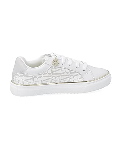 360 degree animation of product Girls white RI print trainers frame-14