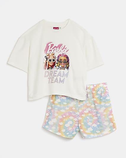 Girls white RI x Barbie dream team pyjama set