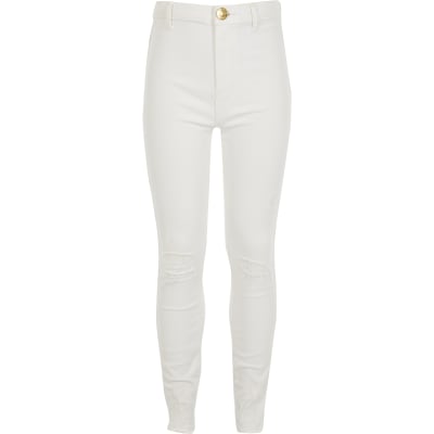 girls white jeggings