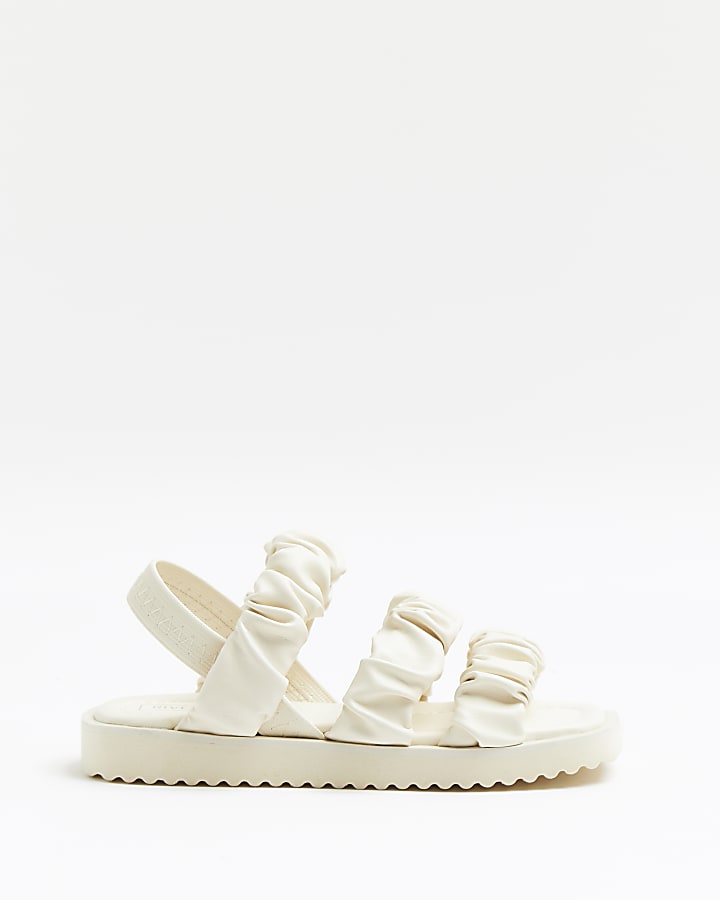 Girls white ruched sandals