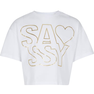 Girls white 'Sassy' t-shirt | River Island