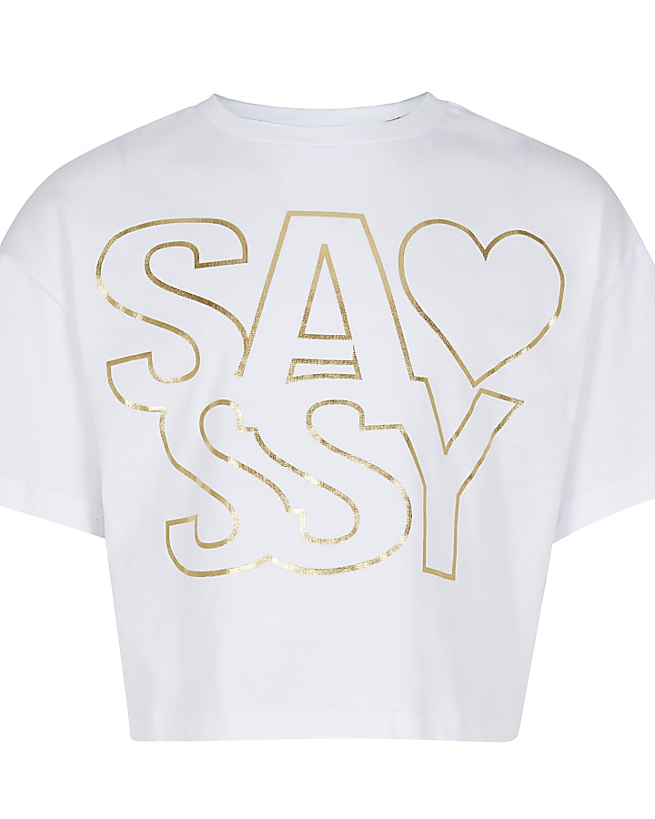 Girls white 'Sassy' t-shirt