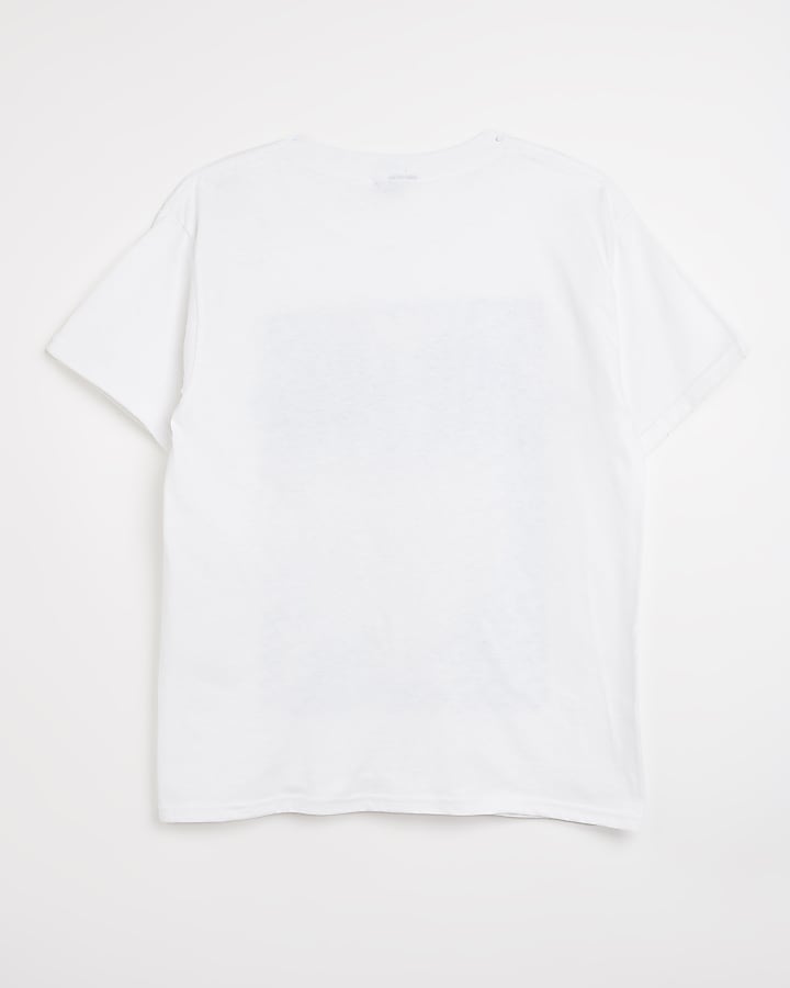 Girls white Sequin graphic t-shirt
