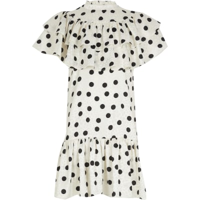 river island white spot dress