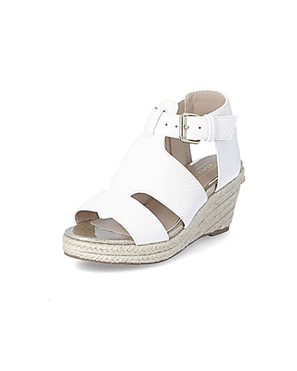 360 degree animation of product Girls white strappy wedge sandals frame-0