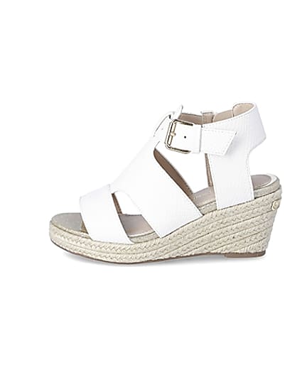 360 degree animation of product Girls white strappy wedge sandals frame-3