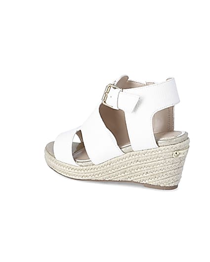 360 degree animation of product Girls white strappy wedge sandals frame-5