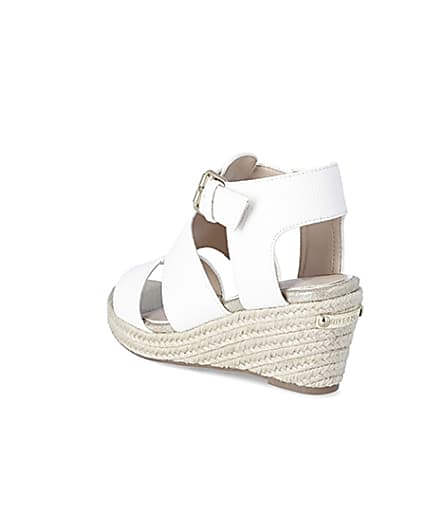 360 degree animation of product Girls white strappy wedge sandals frame-6