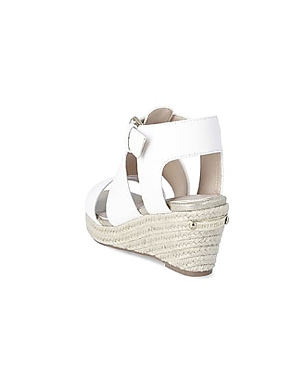 360 degree animation of product Girls white strappy wedge sandals frame-7