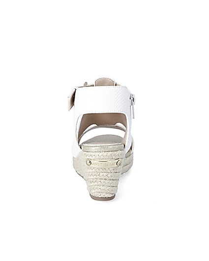 360 degree animation of product Girls white strappy wedge sandals frame-9