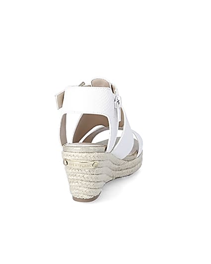 360 degree animation of product Girls white strappy wedge sandals frame-10