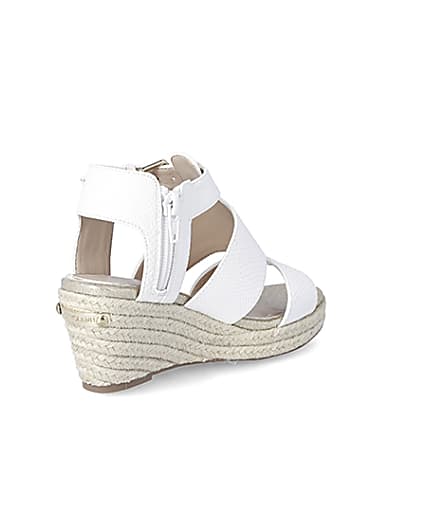 360 degree animation of product Girls white strappy wedge sandals frame-12