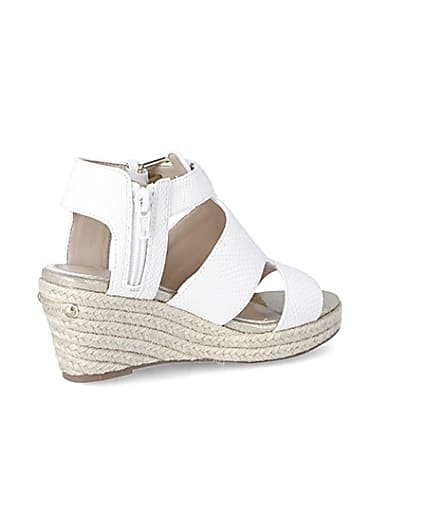 360 degree animation of product Girls white strappy wedge sandals frame-13
