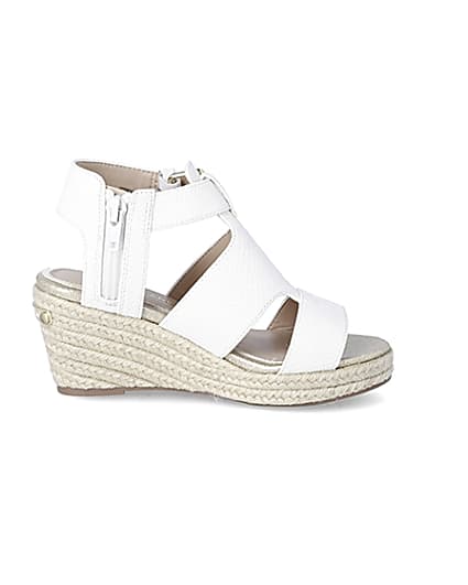 360 degree animation of product Girls white strappy wedge sandals frame-15