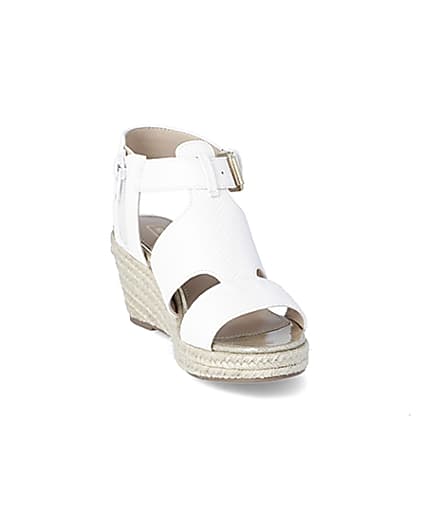 360 degree animation of product Girls white strappy wedge sandals frame-19
