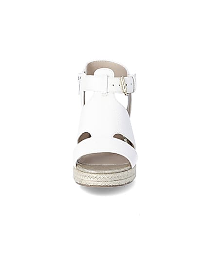 360 degree animation of product Girls white strappy wedge sandals frame-21