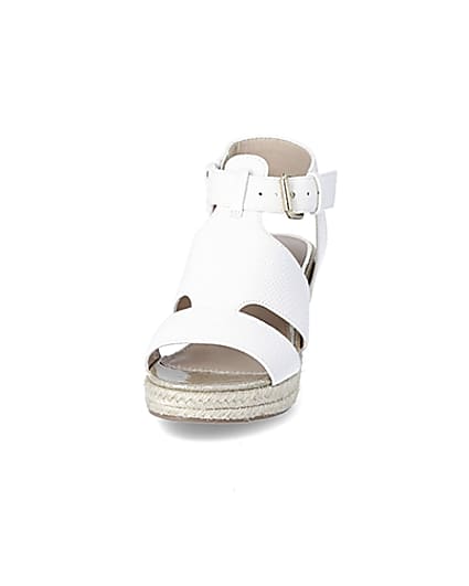 360 degree animation of product Girls white strappy wedge sandals frame-22