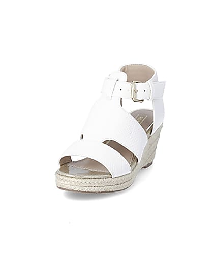 360 degree animation of product Girls white strappy wedge sandals frame-23