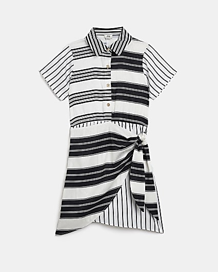 Girls white stripe shirt dress