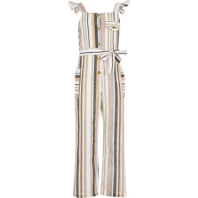 striped belted jumpsuit