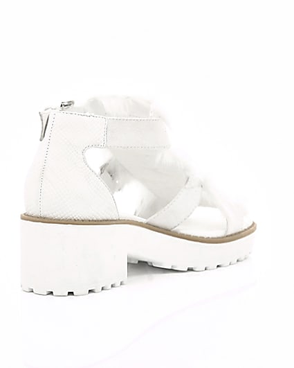 360 degree animation of product Girls white stud fur trim clumpy sandals frame-13
