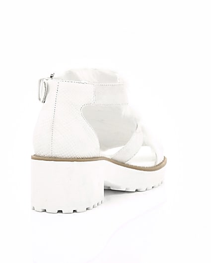 360 degree animation of product Girls white stud fur trim clumpy sandals frame-14