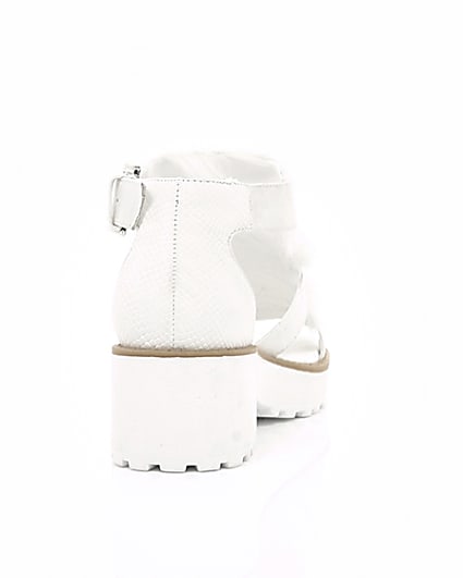 360 degree animation of product Girls white stud fur trim clumpy sandals frame-15