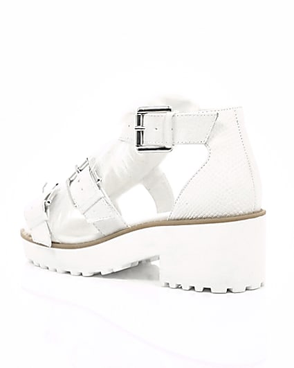 360 degree animation of product Girls white stud fur trim clumpy sandals frame-19