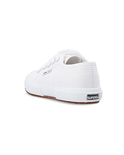 360 degree animation of product Girls white Superga lace up canvas trainers frame-7