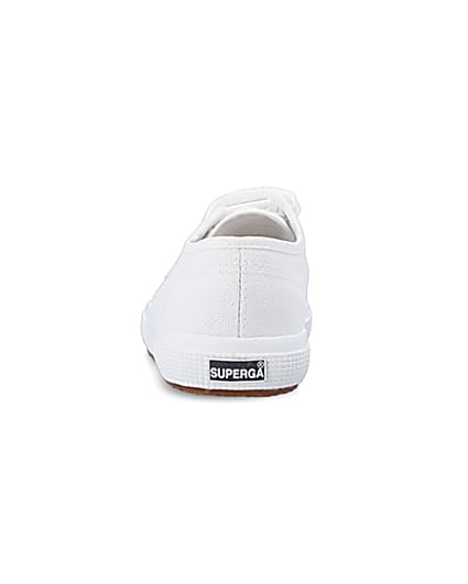 360 degree animation of product Girls white Superga lace up canvas trainers frame-9