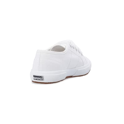360 degree animation of product Girls white Superga lace up canvas trainers frame-11