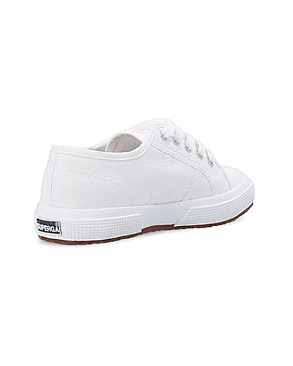 360 degree animation of product Girls white Superga lace up canvas trainers frame-12