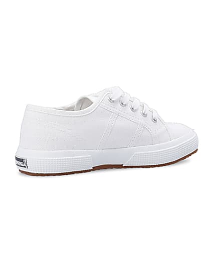 360 degree animation of product Girls white Superga lace up canvas trainers frame-13
