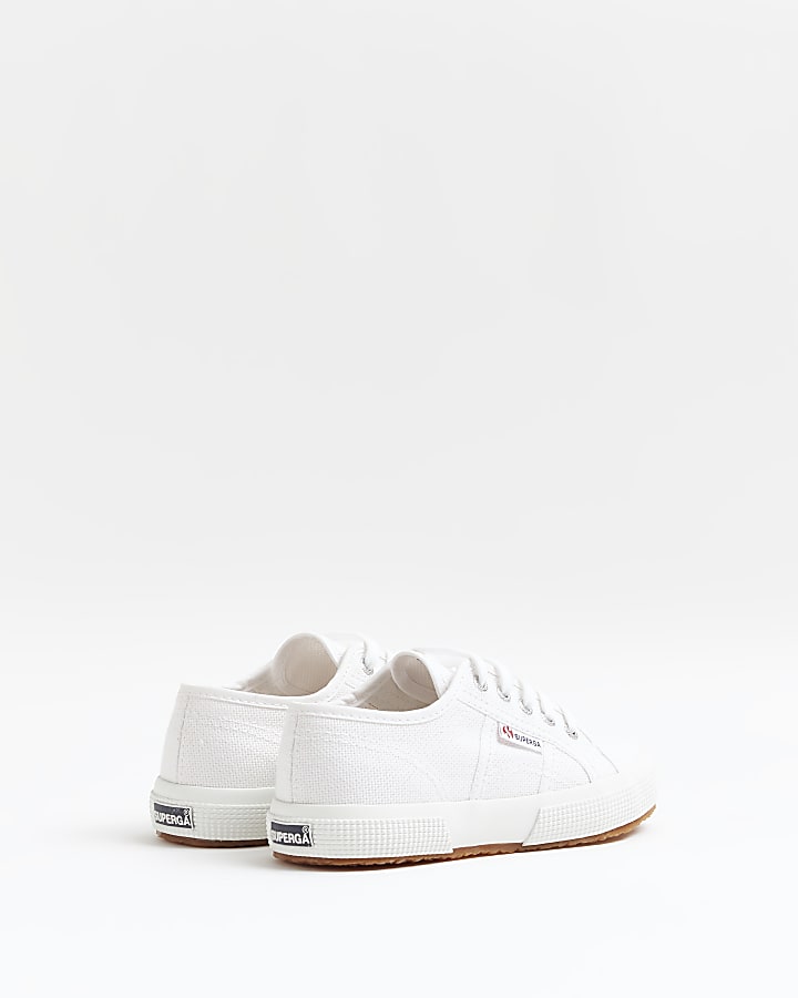 Girls white Superga lace up canvas trainers