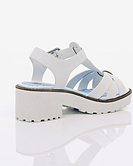 360 degree animation of product Girls white T-bar chunky sandals frame-12