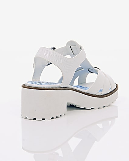 360 degree animation of product Girls white T-bar chunky sandals frame-13
