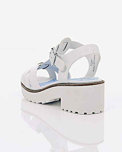 360 degree animation of product Girls white T-bar chunky sandals frame-18