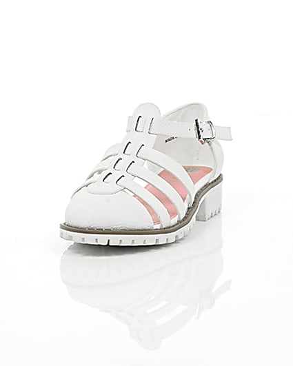 360 degree animation of product Girls white textured sandals frame-2
