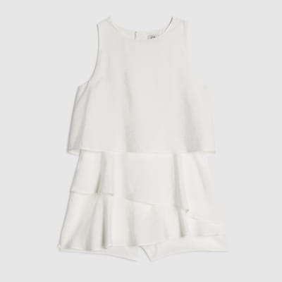 Girls White Tiered Playsuit