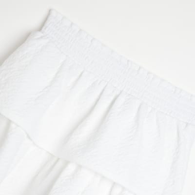 Girls white tiered rara skirt