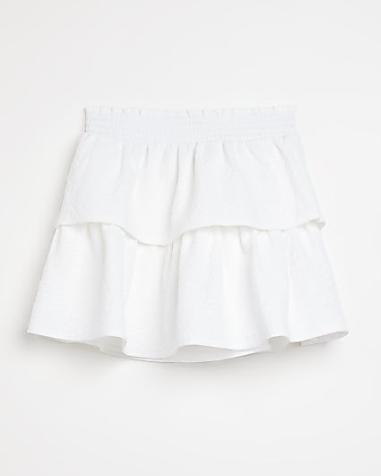 Girls white tiered rara skirt