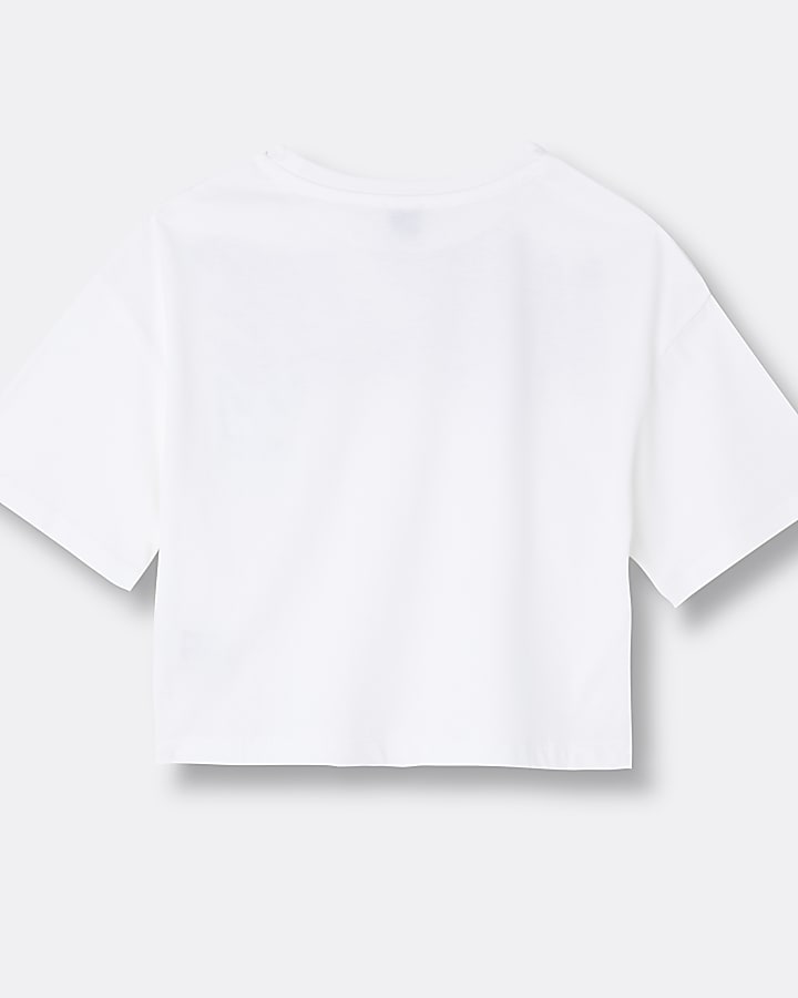 Girls white 'Unique' slogan t-shirt