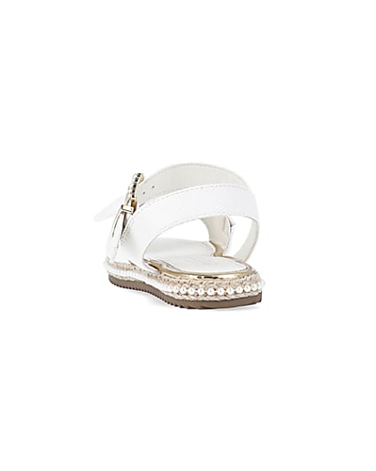 360 degree animation of product Girls White Wide Fit Pearl Bow Sandals frame-8