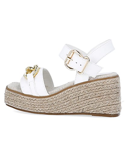 360 degree animation of product Girls white wide fit wedge sandals frame-4