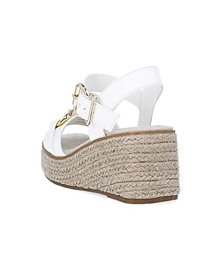 360 degree animation of product Girls white wide fit wedge sandals frame-7