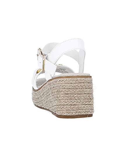 360 degree animation of product Girls white wide fit wedge sandals frame-8