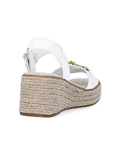 360 degree animation of product Girls white wide fit wedge sandals frame-11